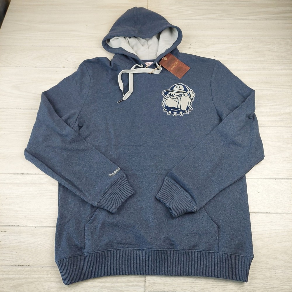 Mitchell & Ness Hoodie‎ Georgetown Bulldogs Mens Large Blue College Vault Cotton